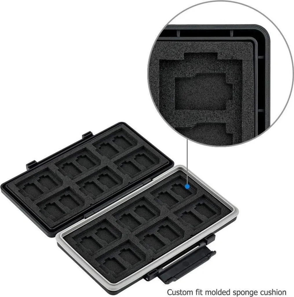 JJC Boîte de Rangement Cartes Mémoire pour 12 SD et 24 Micro SD robuste - 3