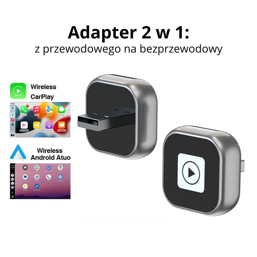 Bezprzewodowy adapter CarPlay i Android Auto – USB Plug & Zdjęcie produktu 