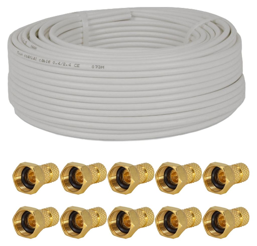 PremiumX 25 Meter Sat Koaxial Kabel 90dB Twin Mini, weiß + Produktbild 