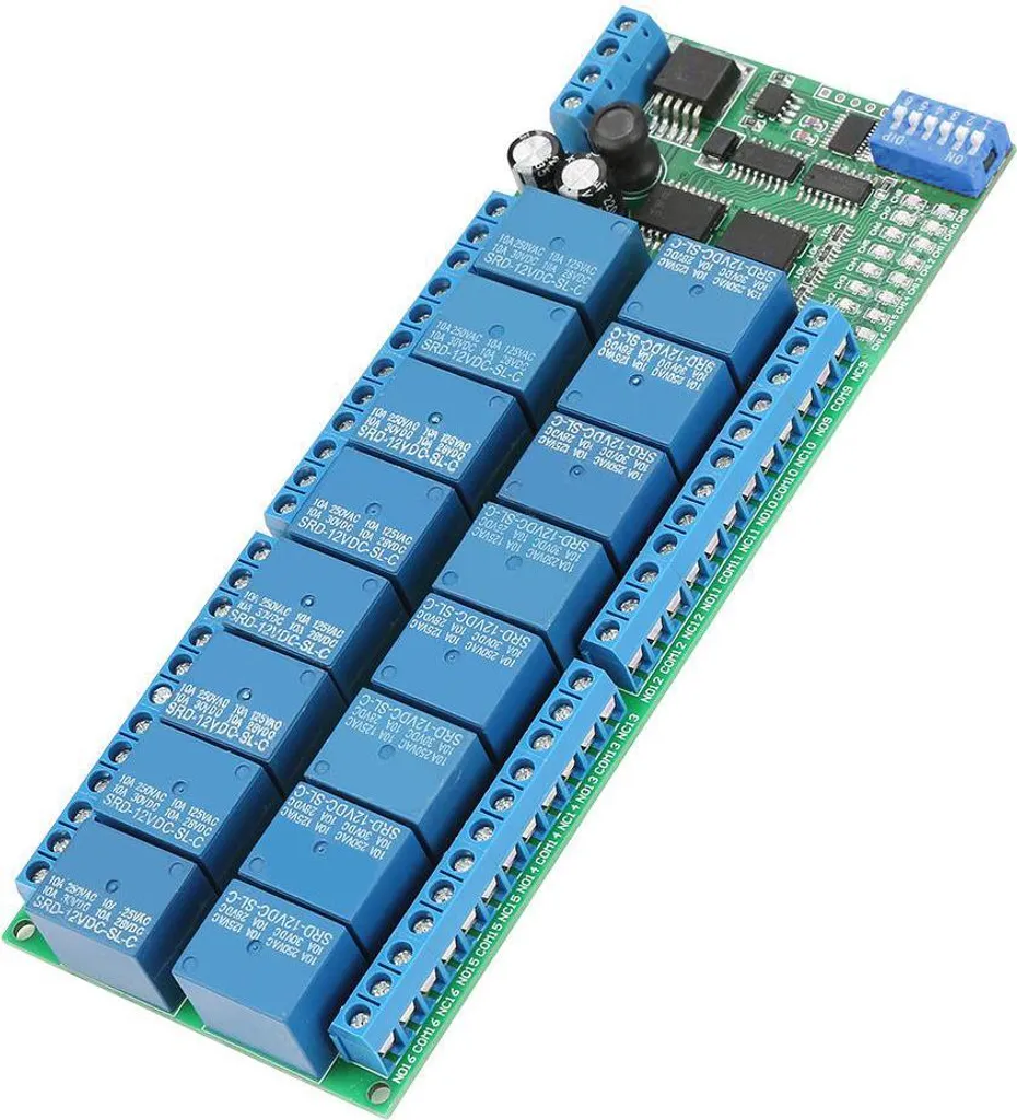 Module 16 relais Modbus RTU RS485 12V CC haute performance pour PLC - 2
