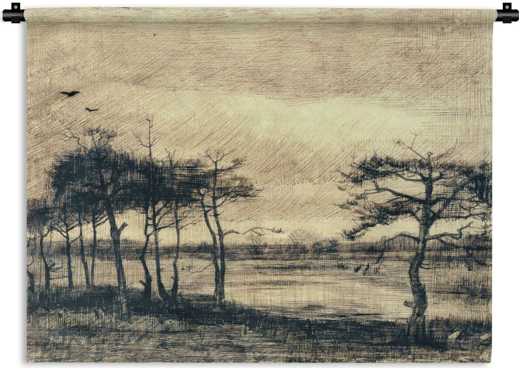 MuchoWow Wandteppich Wandbehang Kiefern im Sumpf - Vincent van Gogh 150x112.50 cm Tapisserie Dekoration Wandtuch - Wanddecke - Wandteppiche