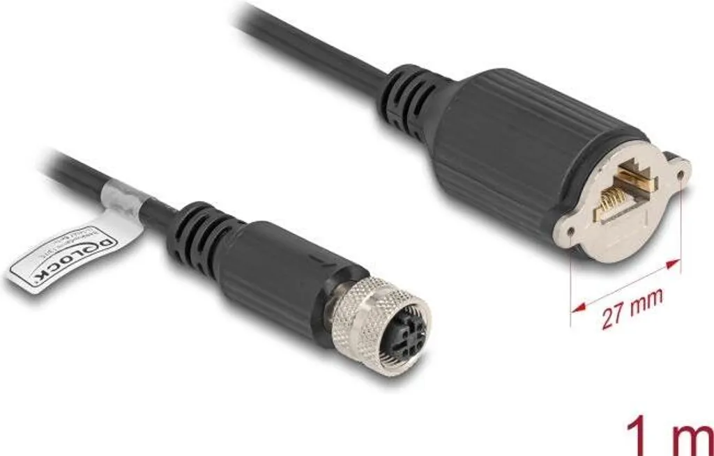 Delock Cavo Rete M12 D-Coded a RJ-45 CAT 5e 1.0m FTP 85458