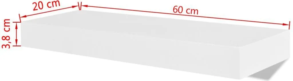 Étagères Murales en MDF Blanc 2 pcs - Finition Laquée et Robuste - 6