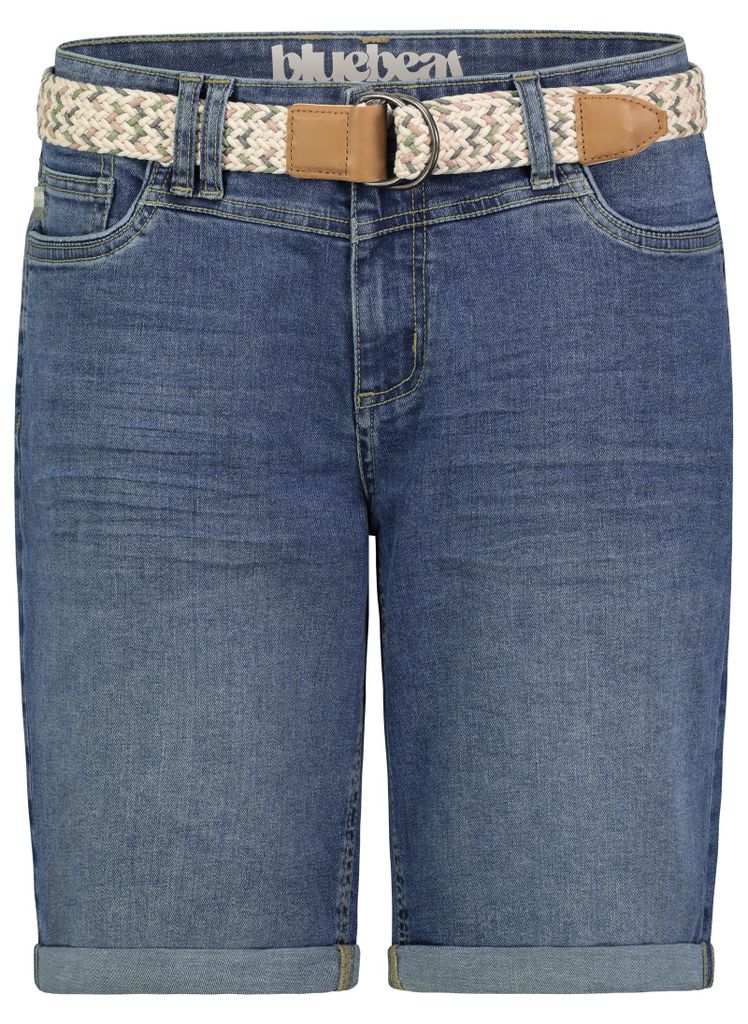 Sublevel Denim Bermuda Jeans Shorts mit Flechtgürtel und Produktbild 