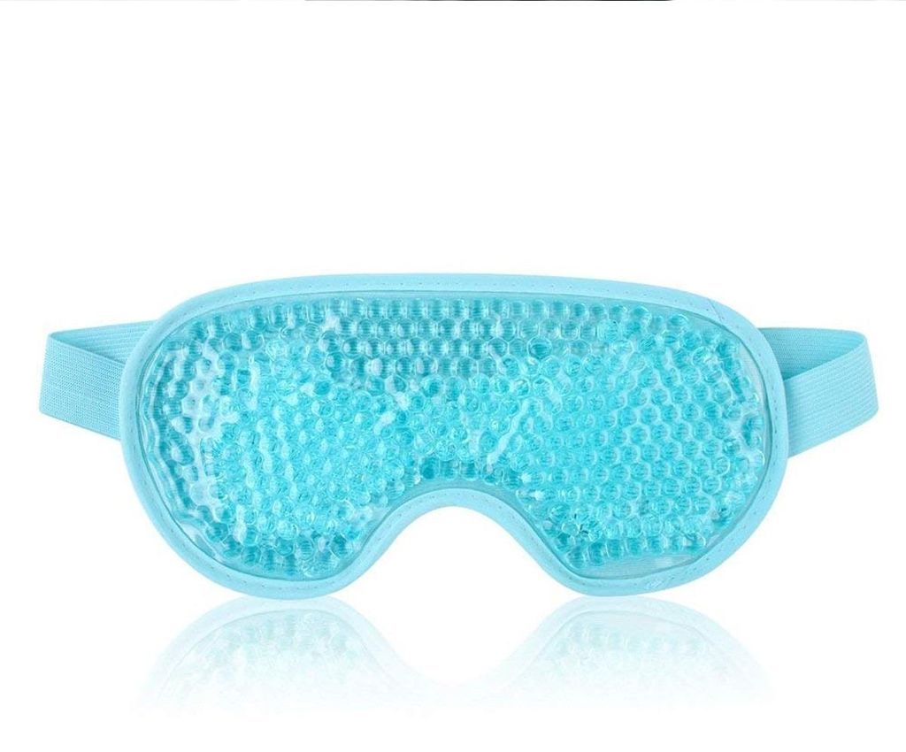 INF Gel Augenmaske Heiß und Kalttherapie PVC Eisperlen Plüschbezug Blau