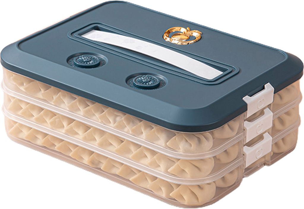 Aufbewahrungsbox für Knödel, mehrschichtig, großes Fassungsvermögen, tragbarer Griff, luftdichter Deckel, nicht klebend, Kühlschrank-Lebensmit...