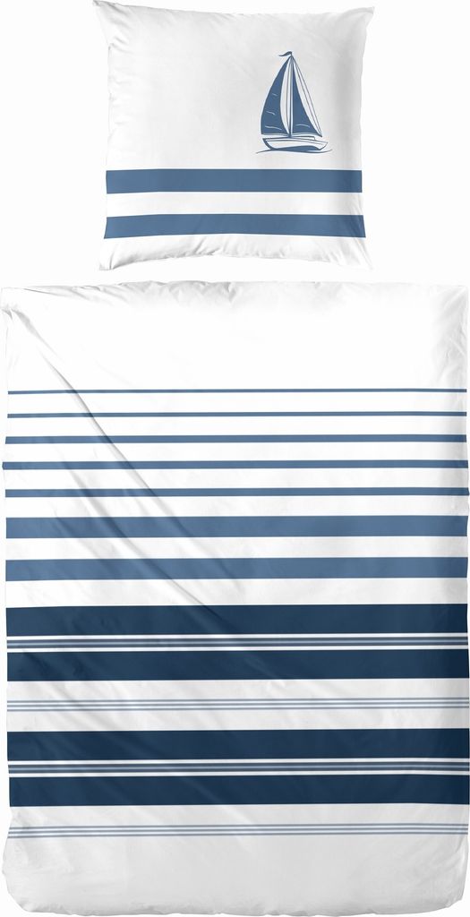 Hahn Renforcé Biancheria da letto Maritim, cotone a righe Immagine del prodotto 
