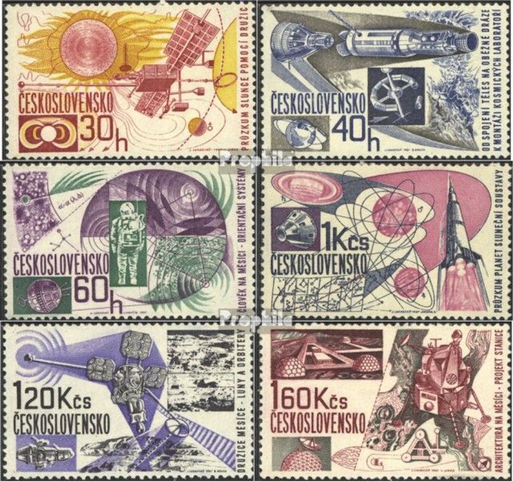 Briefmarken Tschechoslowakei 1967 Mi 1688-1693 (kompl.Ausg.) postfrisch Weltraum