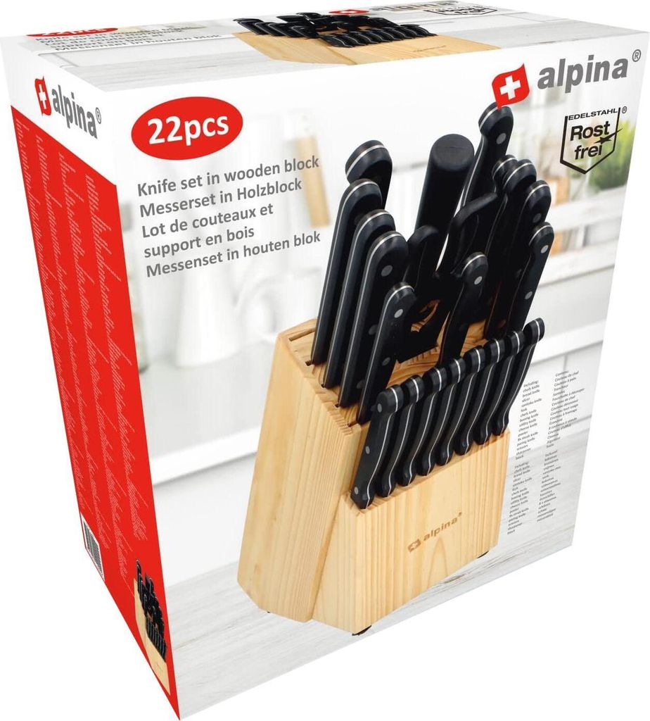 alpina Bloc à couteaux 22pcs - Set de couteaux avec bloc - Image du produit 