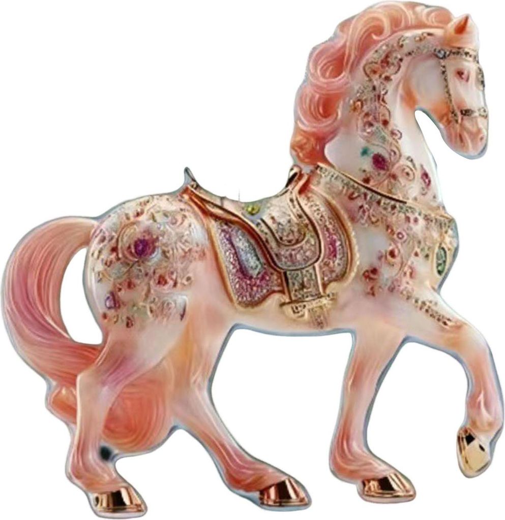 Weihnachtspferde-Anhänger mit Glitzer-Strasssteinen, 2D-flacher Acryl-Auto-Rückspiegel-Anhänger für die Weihnachtsdekoration
