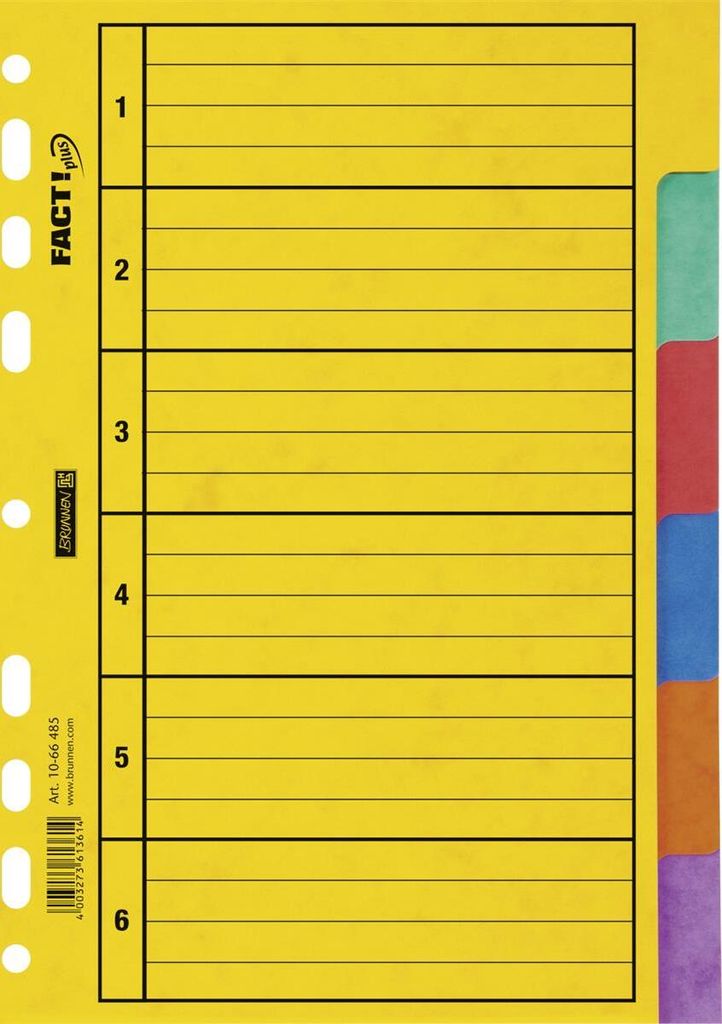 BRUNNEN 1066485 Ringbuchregister A5 6tlg Pressspan Produktbild 