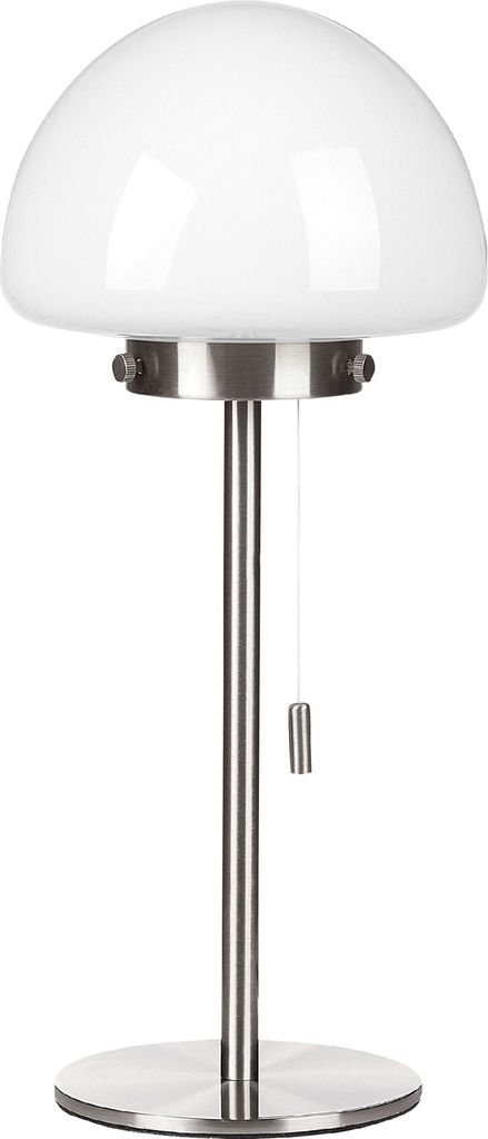 BELIANI Tischlampe Silber Metallsockel, Glasschirm, Produktbild 