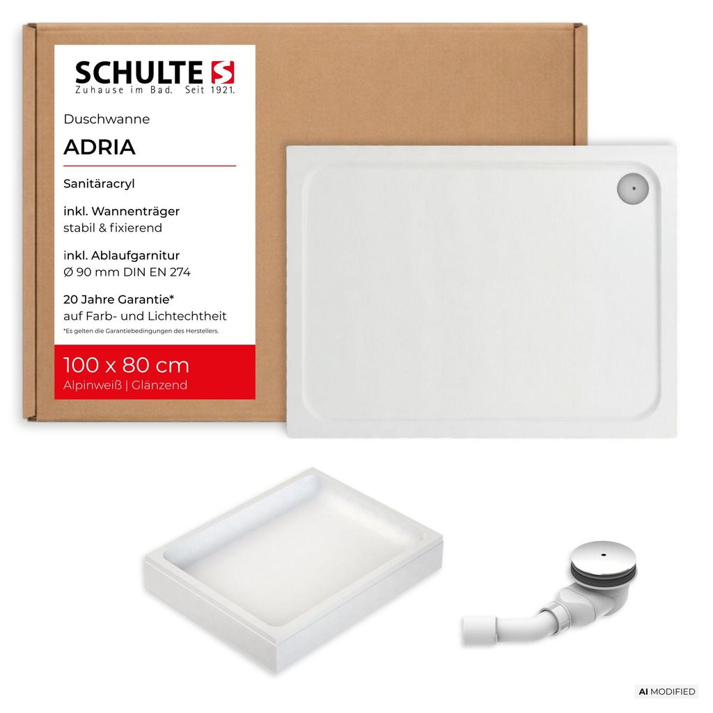 Piatto doccia Schulte Adria 100x80 cm, acrilico sanitario Immagine del prodotto 