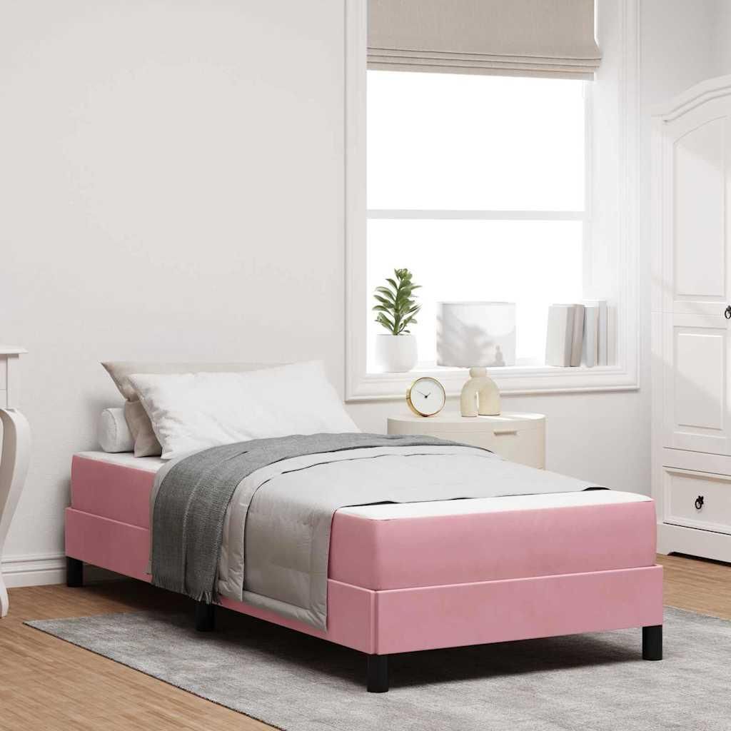 Eleganten-Stil Boxspringbett mit Matratze Rosa 80 x 200 cm Samt Klassische Betten DE3849