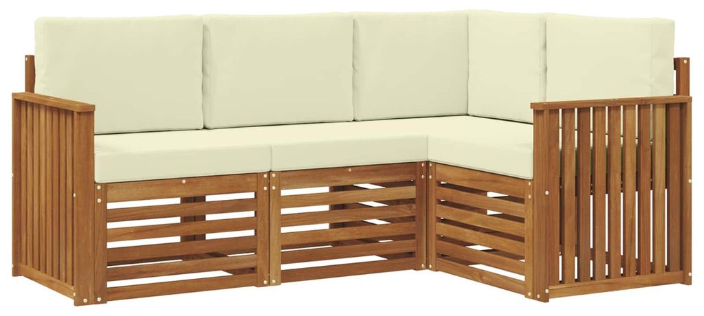 vidaXL Sofagarnituren 4 pcs Natur und Creme Massivholz Akazie