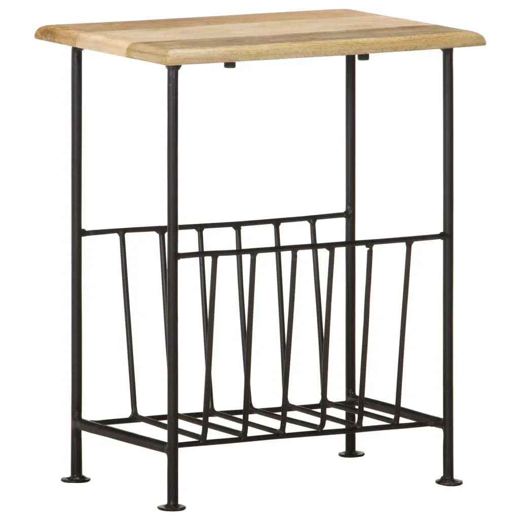 Porte-revues design 50 cm de hauteur en bois de manguier véritable et fer