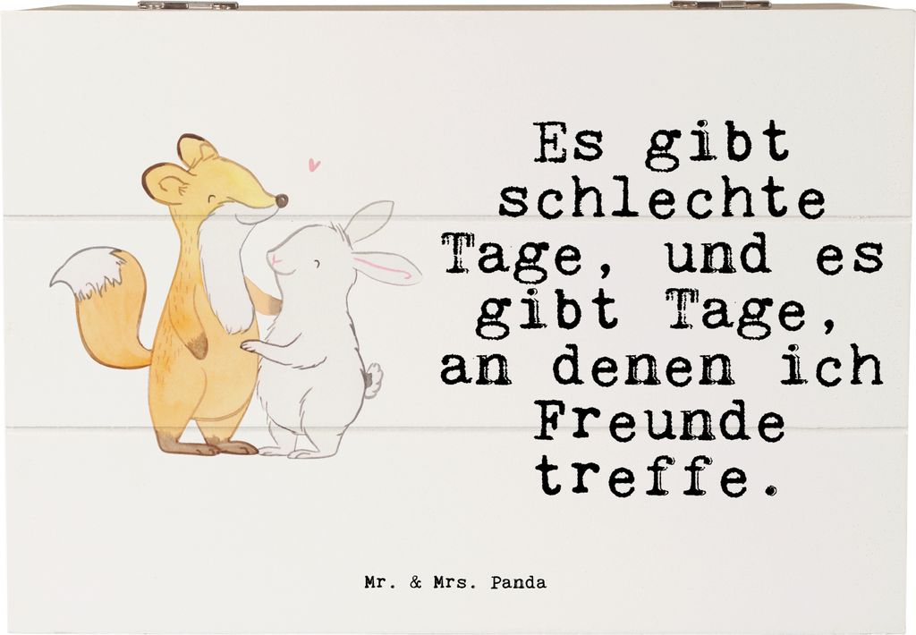 Mr. & Mrs. Panda Geschenkbox Fuchs Hase Freunde treffen 22 x 15 cm - Weiß - Geschenk, schatztruhe, geschenkkiste, fotobox, Erinnerungskiste, Box, ...