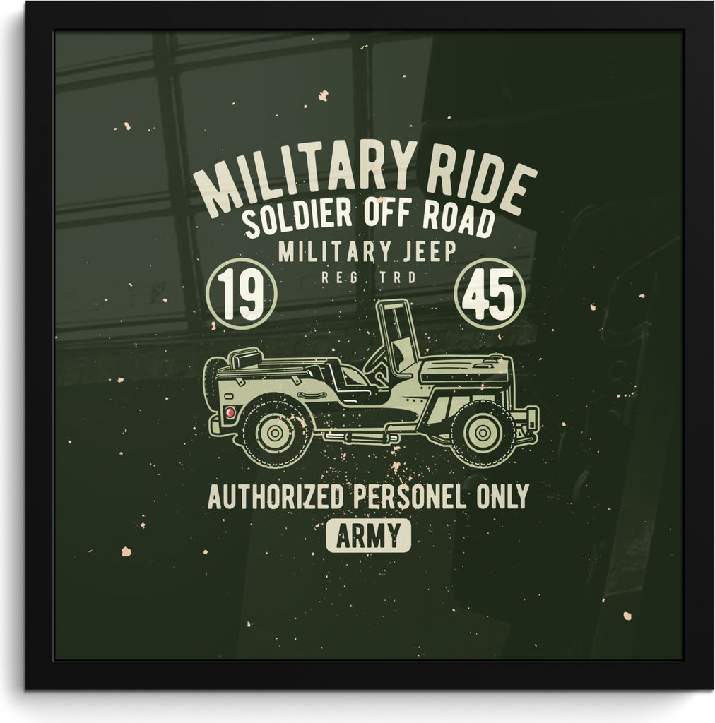 MuchoWow MuchoWow Gerahmtes Poster Mancave - Auto - Jeep - Oldtimer 40x40 cm - Poster mit zchwarzem Bilderrahmen - Mit Rahmen - Wanddekoration ...