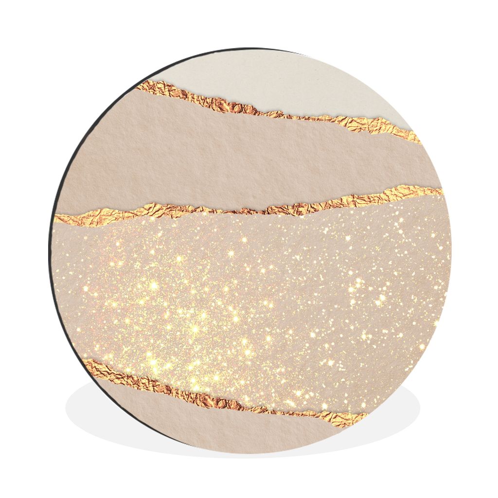 MuchoWow Aluminium Wandkreis Glitzer - Luxus - Gold - Abstrakt Ø 60 cm Wanddeko Modern Wohnzimmer - Wand Kreis - Wandbild - Schlafzimmer - Alumi...