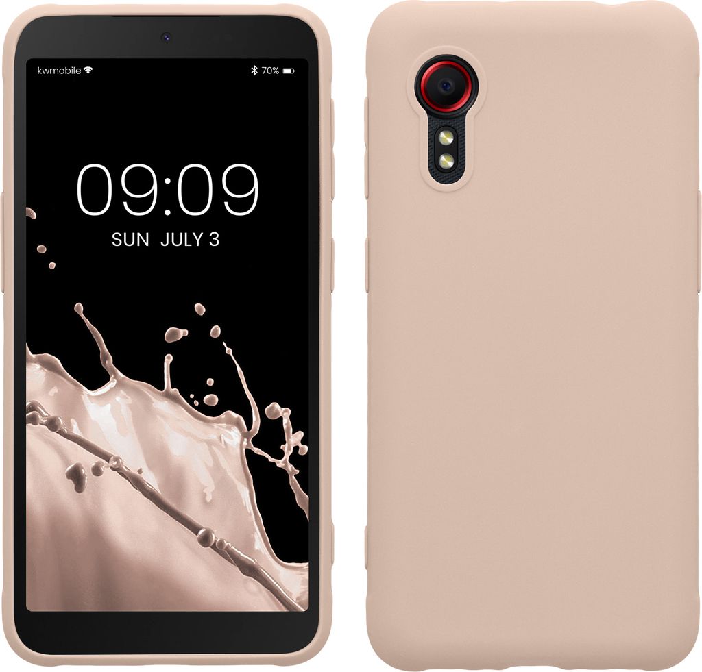 kwmobile Hülle kompatibel mit Samsung Galaxy Xcover 5 Hülle - weiches TPU Silikon Case - Cover geeignet für kabelloses Laden - Coconut Swirl