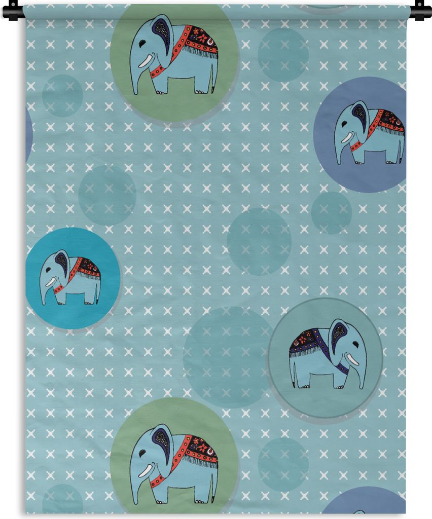 MuchoWow Wandteppich Wandbehang Elefant - Punkte - Design 90x120 cm Tapisserie Dekoration Wandtuch - Wanddeko