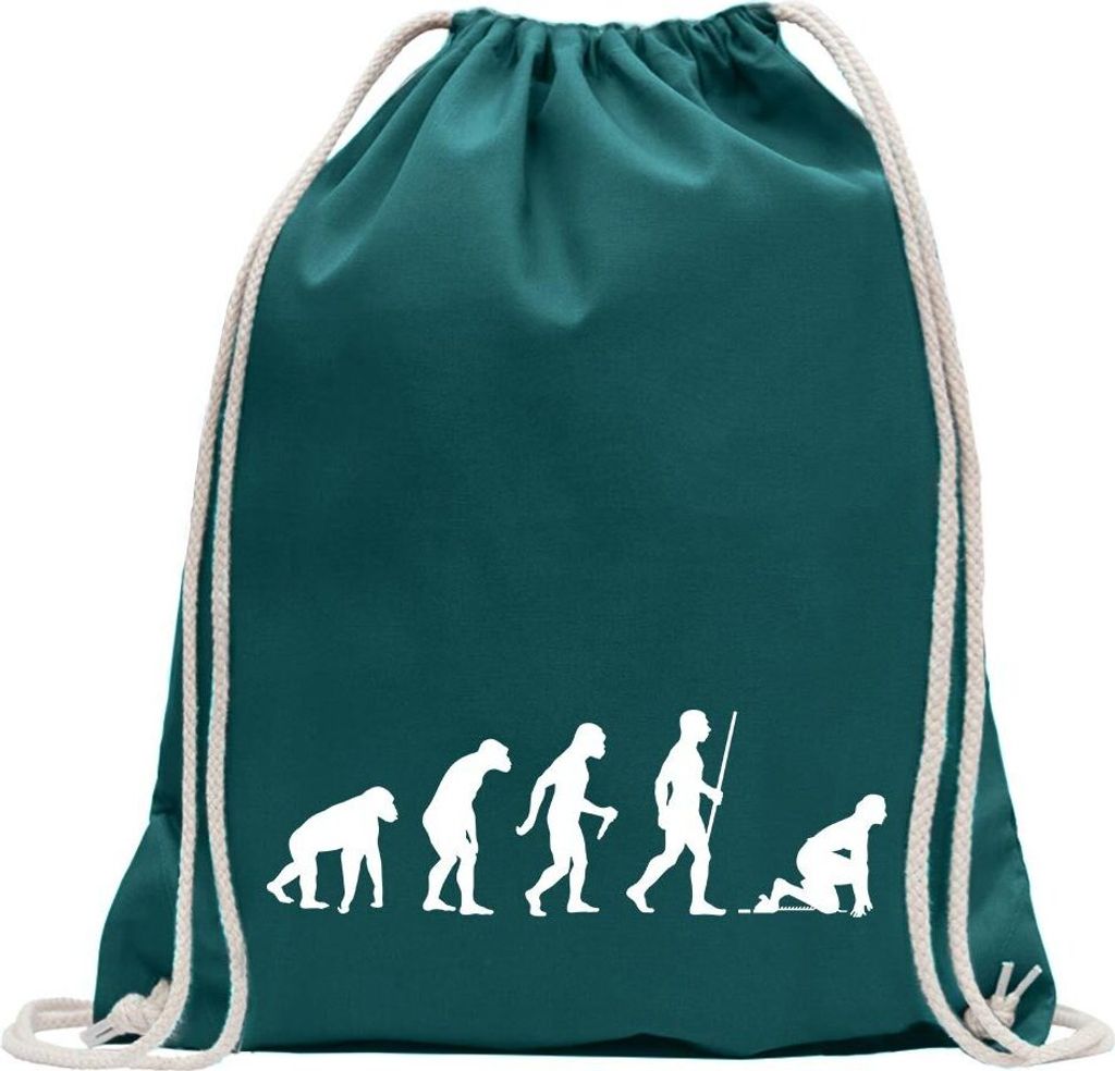 Kiwistar - Turnbeutel - petrol - Sprint Laufen Evolution - Fun Rucksack Sport Beutel Gymsack Baumwolle mit Ziehgurt
