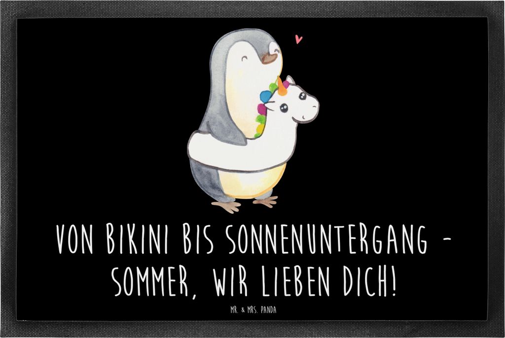 Mr. & Mrs. Panda fußmatte Sommer Meer Strand 50 x 75 cm - Schwarz - Geschenk, Kuscheln, Schuhabstreifer, Urlaub Am, Schmutzmatte, Küste, Winter, ...