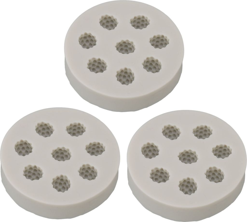 3-teiliges Silikon-Form-Himbeer-Form, leicht zu entformen, flexibel, weich, grau, Backform für DIY-Kuchen, Fondant, Schokolade