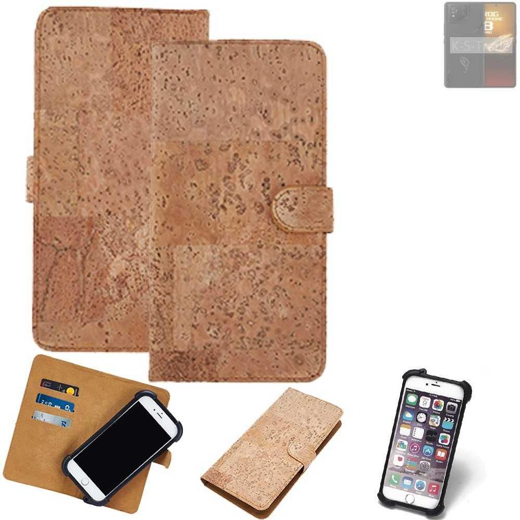 K-S-Trade Hülle kompatibel mit Asus ROG phone 8 Pro Edition Kork Handyhülle Cover Schutzhülle TPU Case Bumper in Hellbraun, (1x)