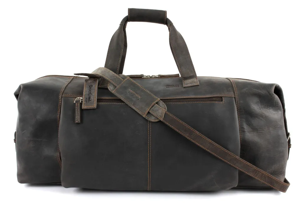Sac de voyage week-end en cuir véritable marron avec bandoulière