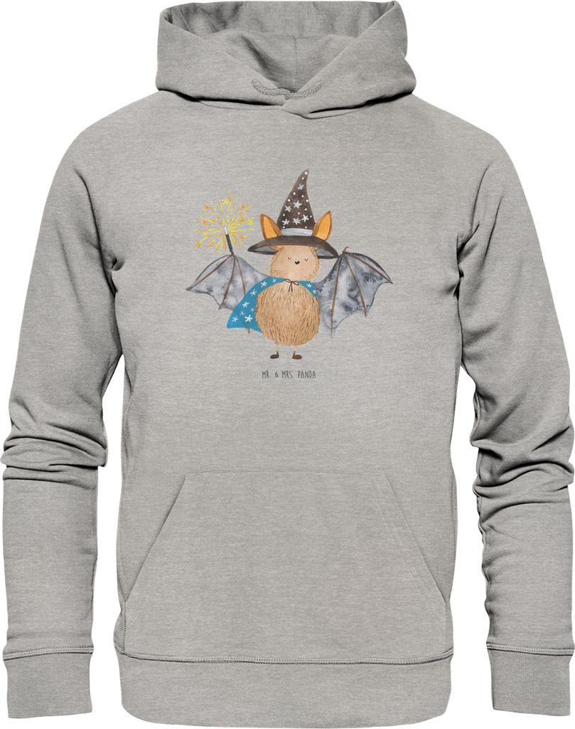 Mr. & Mrs. Panda Organic Hoodie Fledermaus Zauberer Größe XS - Heather Grey - Geschenk, Fledermäuse, Gute Laune, Sweatshirt, Magier, Frauen, Rei...