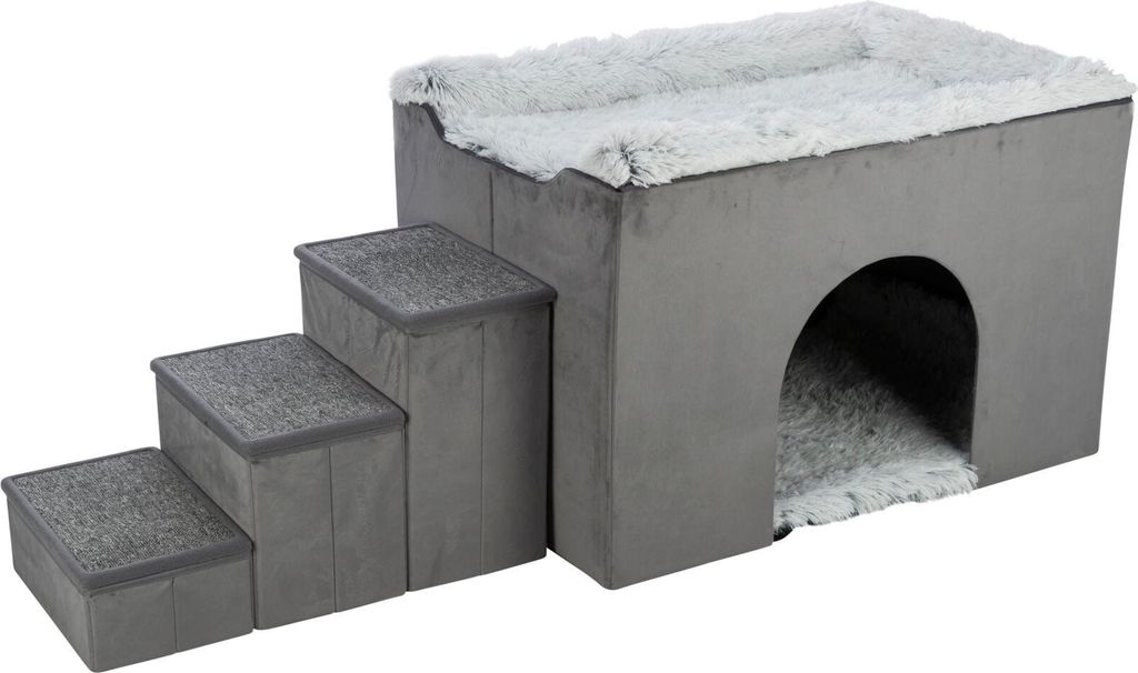 TRIXIE Höhle Harvey mit Treppe - grau/weiß-schwarz - 154 × Produktbild 