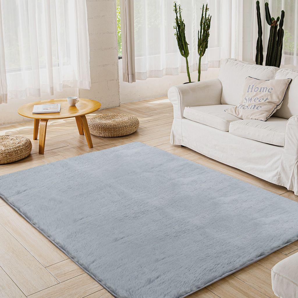 Mulisoft Hochflor Teppich wohnzimmerteppich Langflor 290 x 200 cm - Teppiche für Wohnzimmer flauschig Shaggy Schlafzimmer Bettvorleger Carpet, Grau