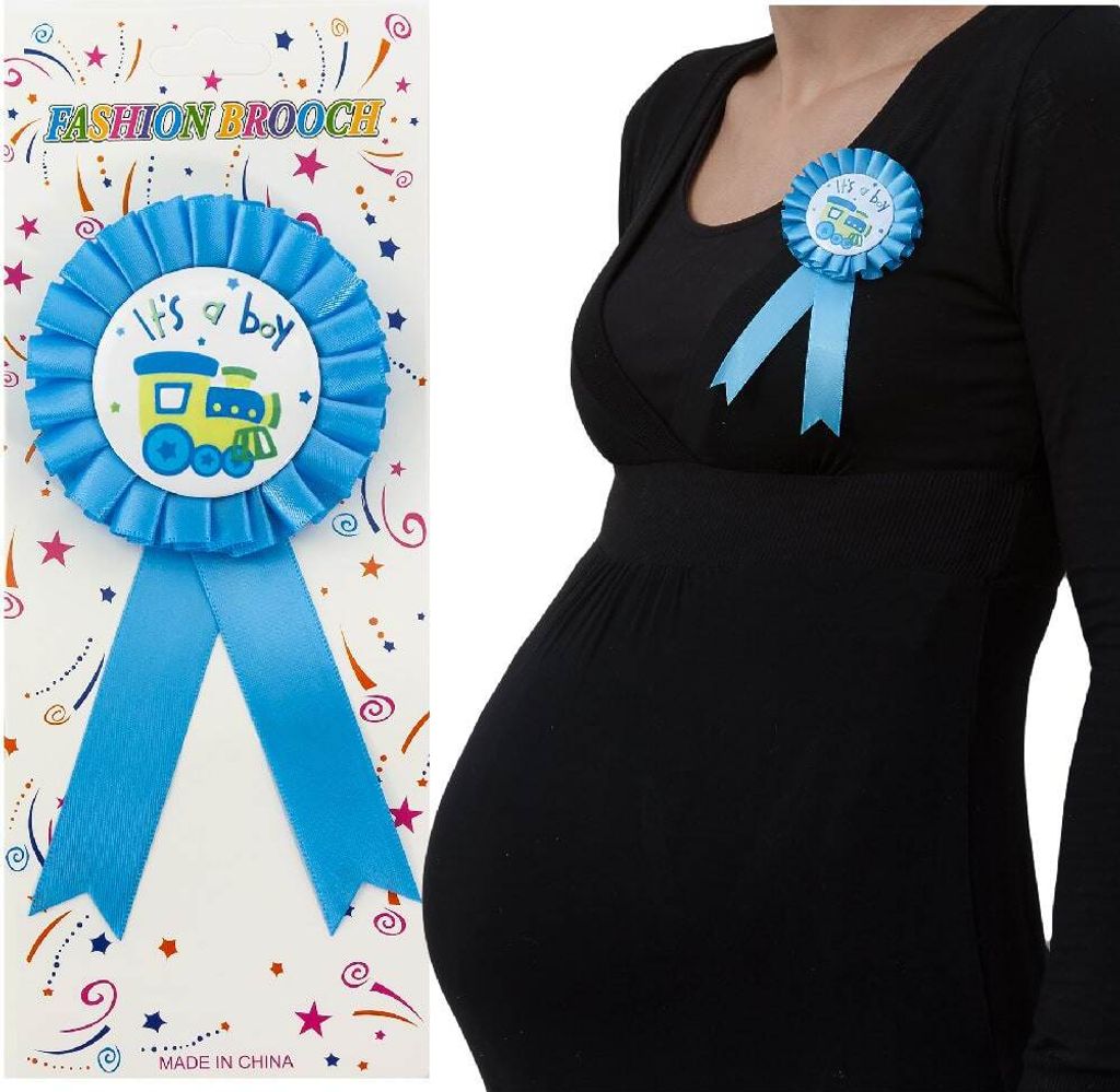 Oblique Unique Brosche Abzeichen Schwangerschaft Mama Baby Shower its a boy - blau