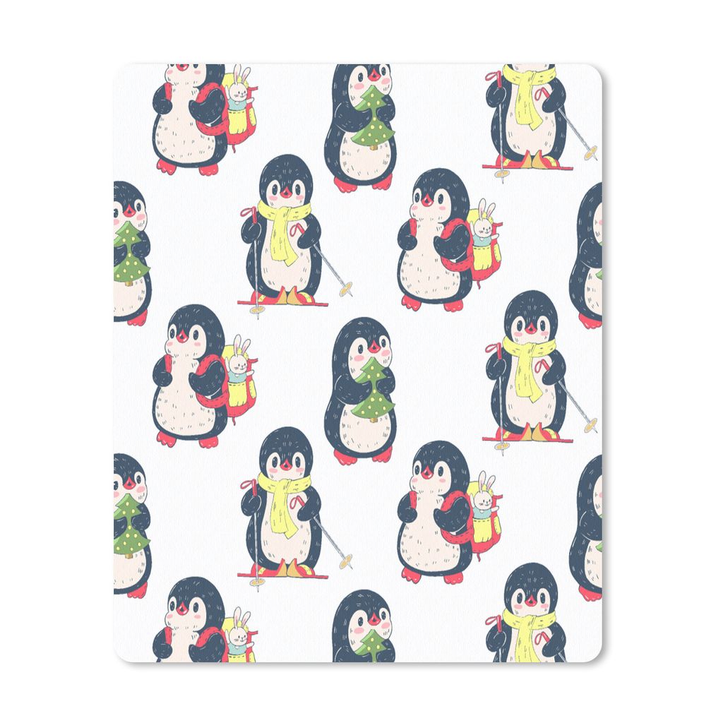 MuchoWow Mauspad Mousepad Pinguin - Ski - Winter - Kind - Muster 19x23 cm - Mousepads - Maus Mat - Pad - Mausunterlage - Mauspads - Spielen