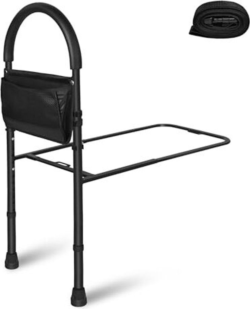 JOIEYOU Aufstehhilfe Bett Bettgitter für Senioren Höhenverstellbar Haltegriffe Bett Einstiegshilfe Bettschutzgitter Metall für Schwangere und Be...