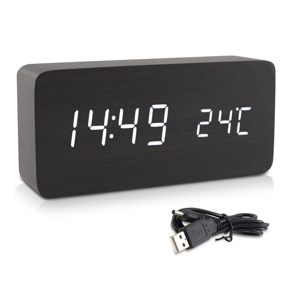 kwmobile Wecker Uhr in Holzoptik digital - Digitalwecker Produktbild 5