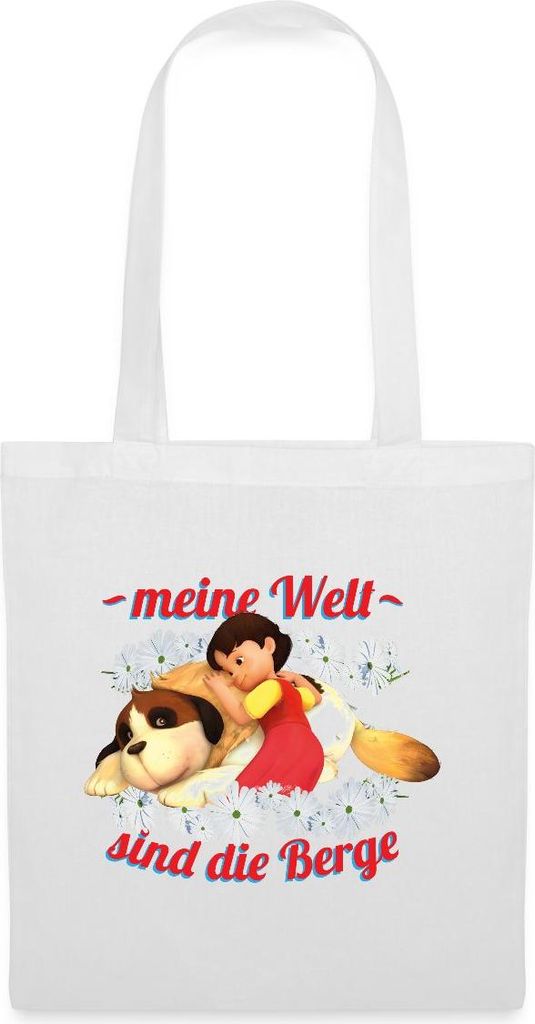 Spreadshirt Heidi Meine Welt Sind Die Berge Spruch Stoffbeutel, One size, Weiß