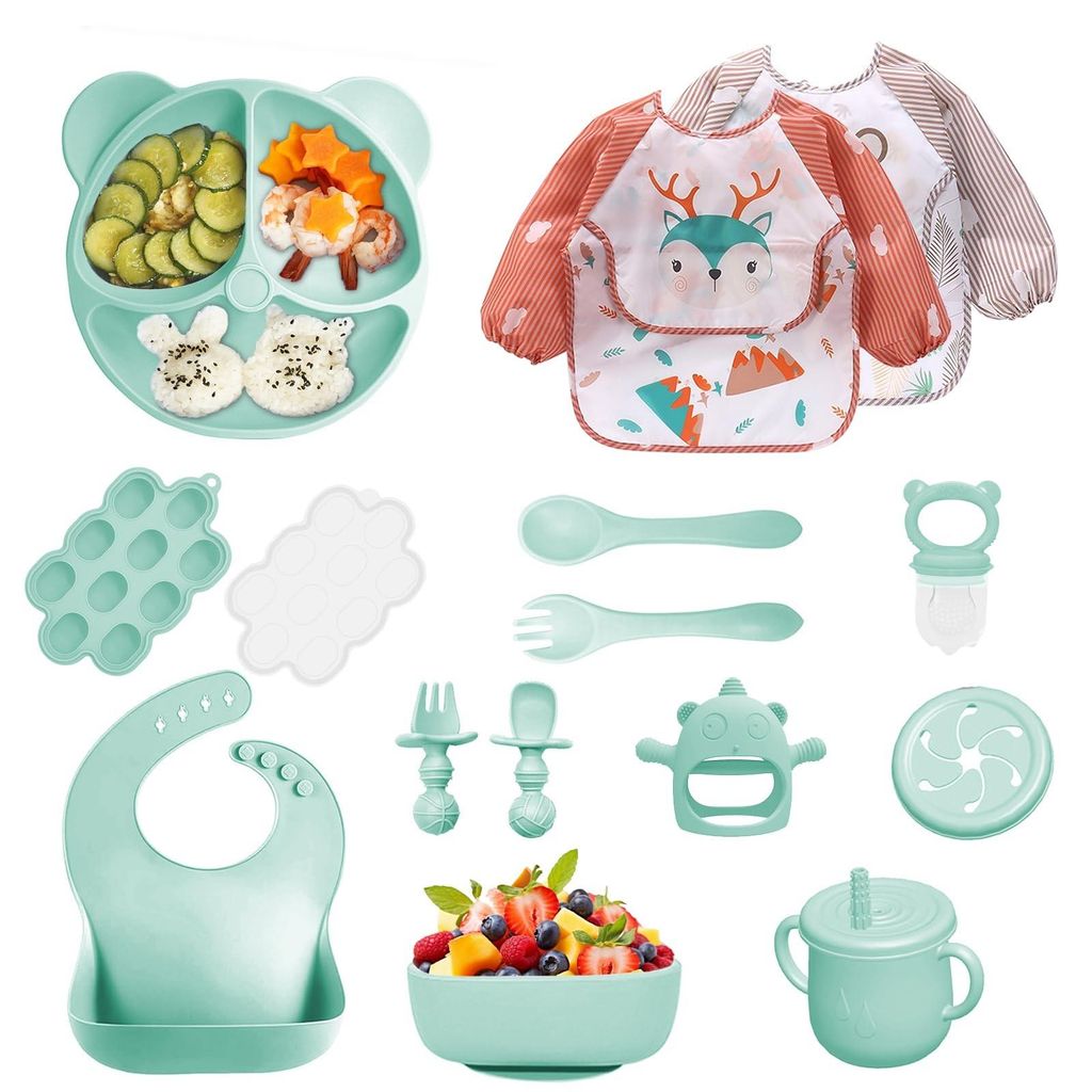 14-delig Silikon Baby-Essenset met Zuignap Productafbeelding 