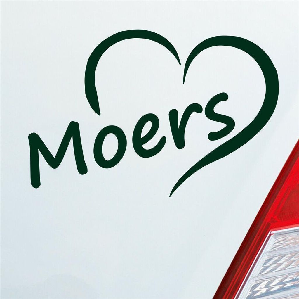 Auto Aufkleber Moers Herz Stadt City Love Liebe Heimat 12,5x8 cm Dunkelgrün Sticker Heckscheibenaufkleber