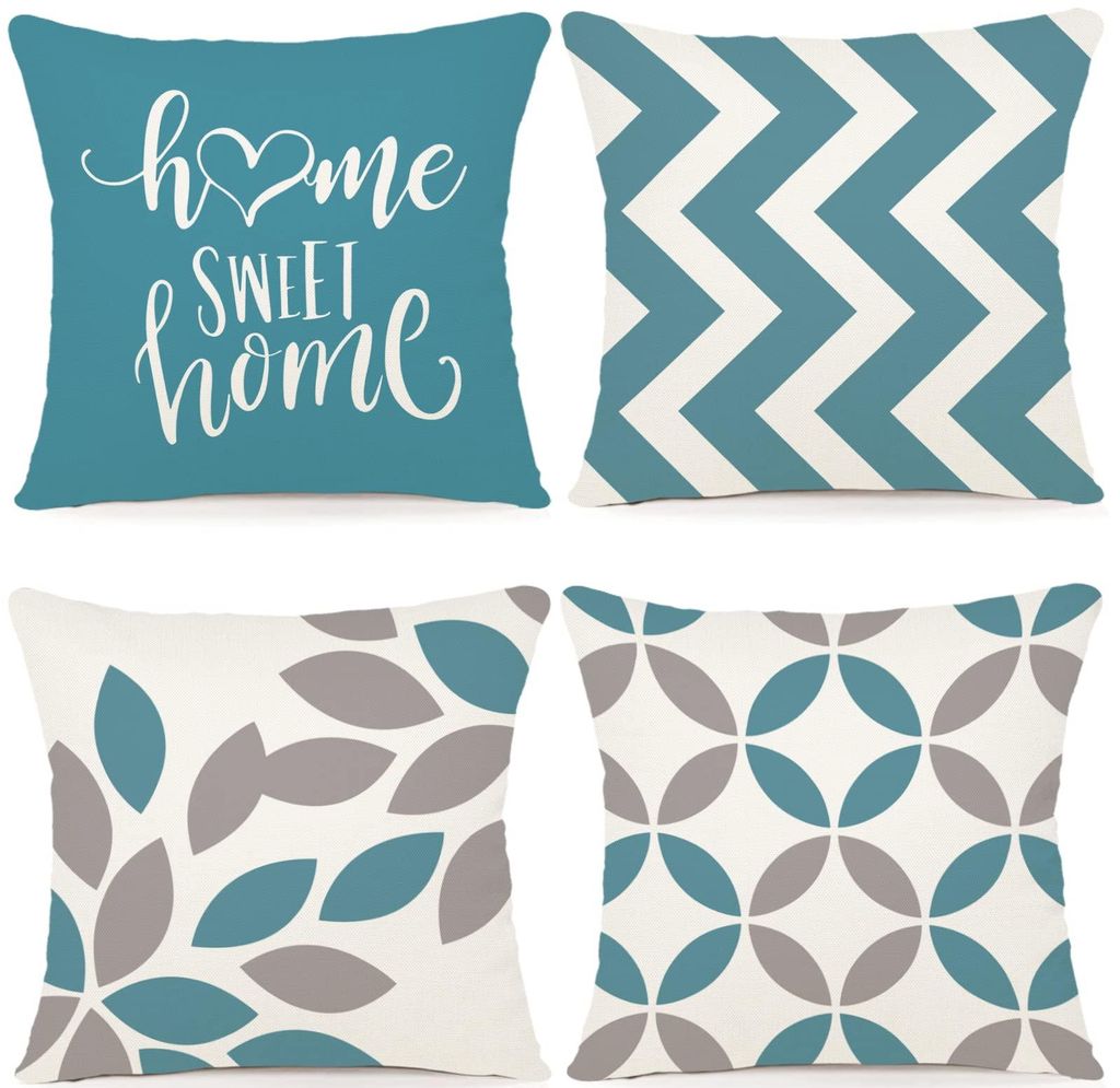 Set mit 4 Kissenbezügen, 40x40 cm, dekorative Outdoor-Kissenbezüge, Leinenkissenbezüge, geometrische Muster für Sofa, Wohnzimmer, Zierkissen