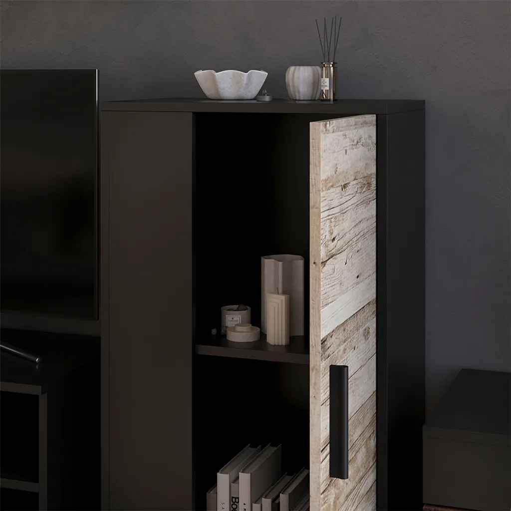 Rangement gain de place commode Vicco Berno Noir Chêne 2 étagères - 4