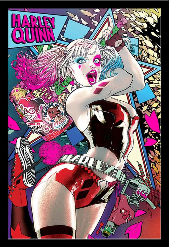 Poster Suicide Squad Harley Quinn Neon avec Cadre Shinsuke Maxi MDF Noir