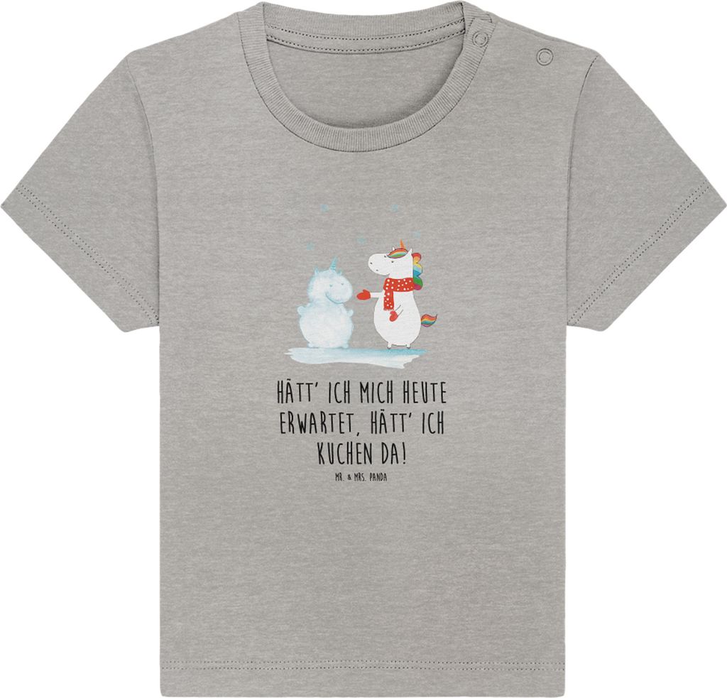 Mr. & Mrs. Panda T-Shirt Einhorn Schneemann 0. - 6. Monat - Heather Grey - Geschenk, Weihnachten, Unicorn, Kinder Shirt, Winter, Baumwolle Baby, Kl...
