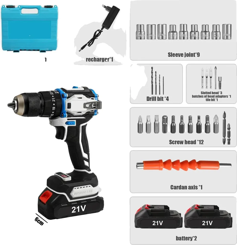 Kit Trapano Avvitatore a Percussione 70Nm | 2 Batterie | Offerta EU