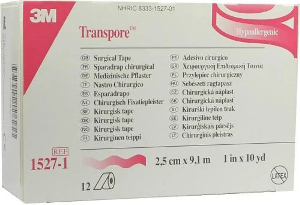 Nastro Chirurgico 3M Transpore 1527-1 | Ipoallergenico | 12 Pz
