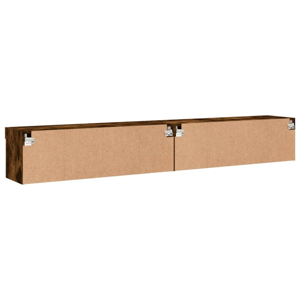 Mobile Porta TV Sospeso 2 pz Rovere Fumé con LED RGB 100 cm - 10