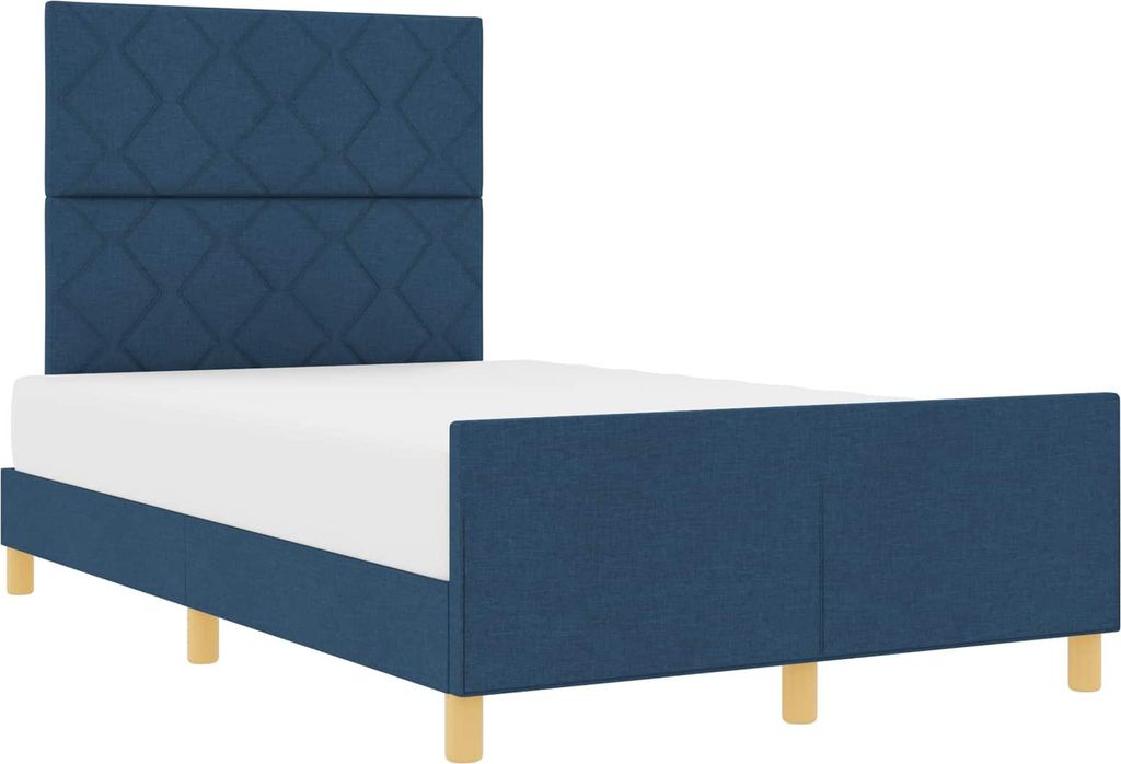 vidaXL Bettgestell mit Kopfteil Blau 120 x 200 cm Stoff