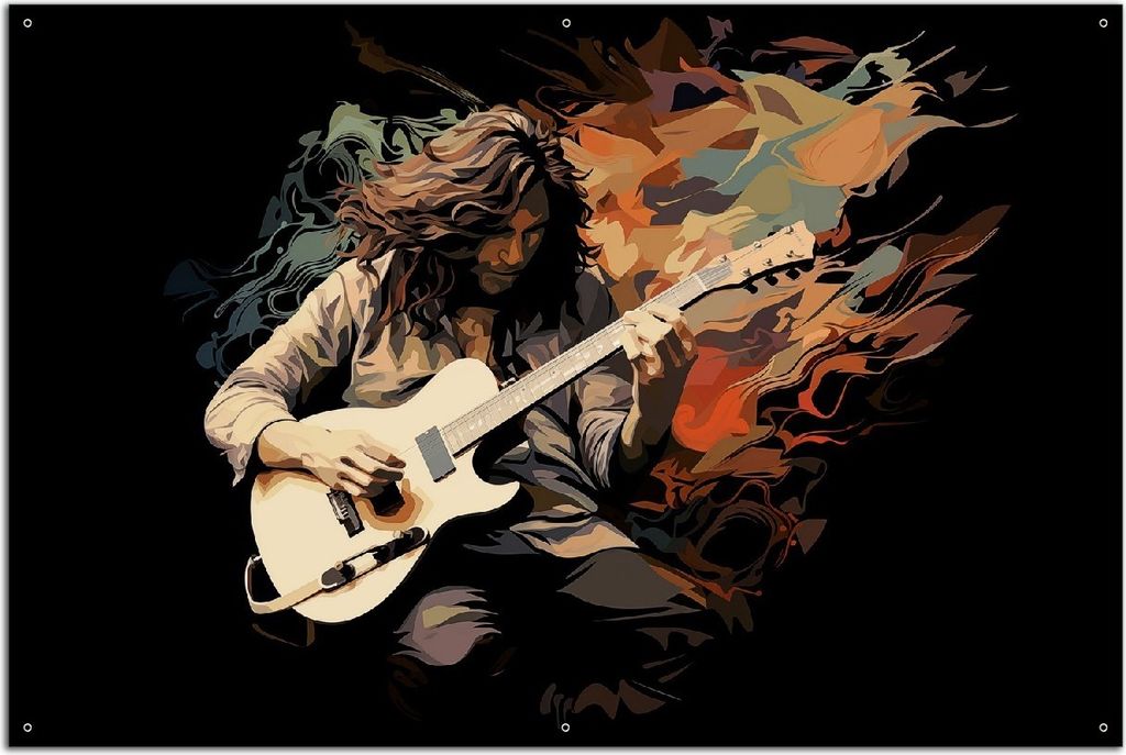 Wallario Outdoor-Poster für Garten oder Balkon, Motiv Gitarrensolo, in ca. 61 x 91,50 cm
