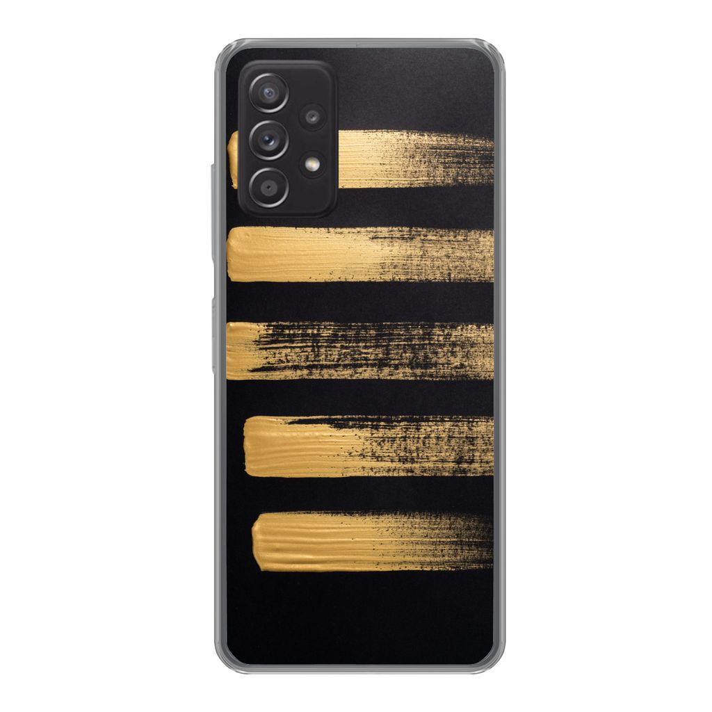 MuchoWow Handyhülle Schutzhülle Hülle für Samsung Galaxy A53 5G Muster aus goldener Farbe auf schwarzem Hintergrund Silikon Softcase Handy H...